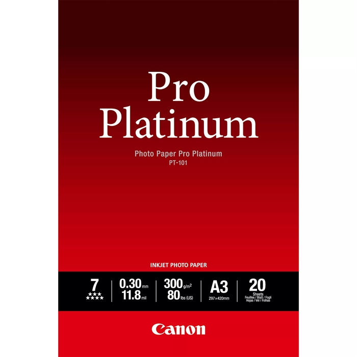Canon Photo Paper Pro Platinum 300g/m² - A3, 20 Foi
