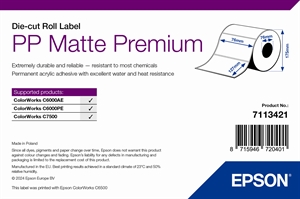 Epson PP Matte Label Premium, Rolă tăiată, 76mm x 127mm, 960 Etichete
