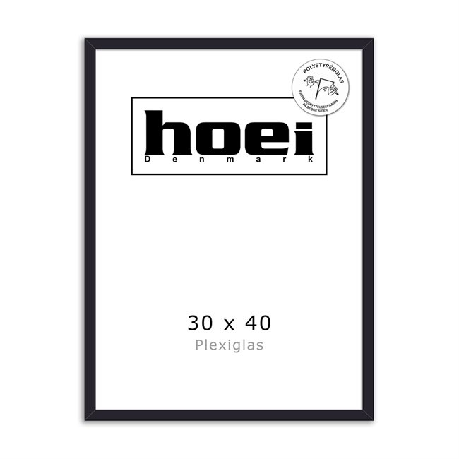 Sort cadru din lemn pentru fotografii și postere 30 x 40 - PLEXI cm