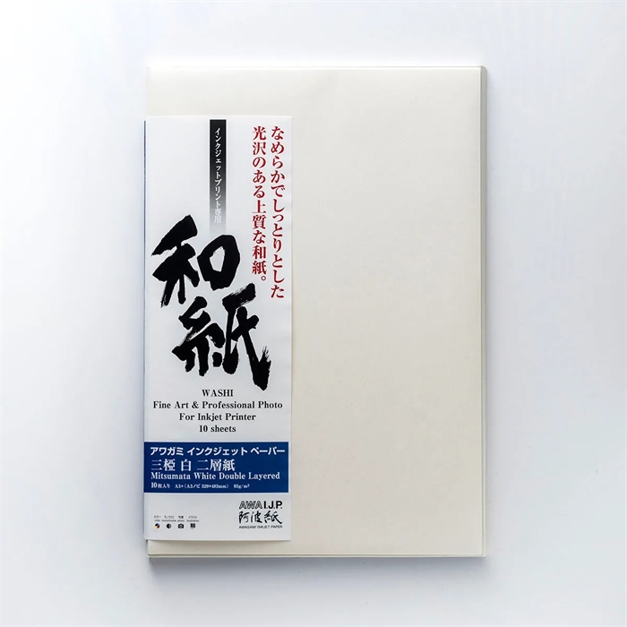 Awagami Mitsumata White Double Layered - 95 g/m², A4 20 foi