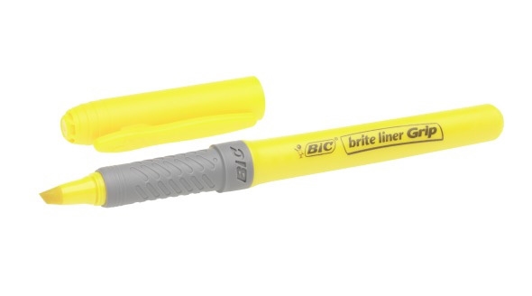Bic marker pentru evidențiere Brite Liner Grip galben