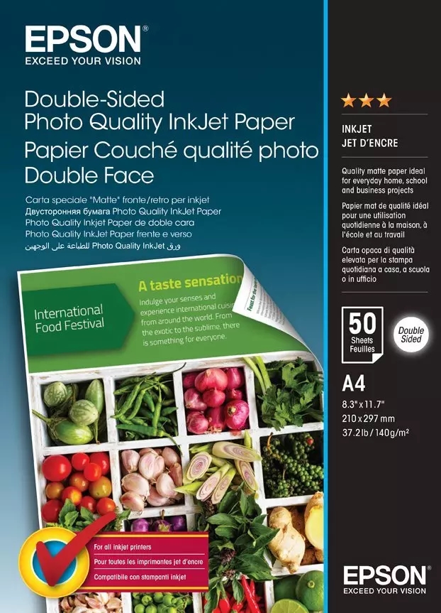 Hârtie Inkjet Epson de Calitate Foto, față-verso - A4 - 50 de Foi