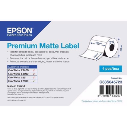 Etichete Premium Matte - etichete decupate 102 mm x 76 mm (1570 etichete)