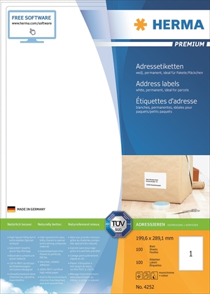 Etichete HERMA Premium A4 100 199,6 x 289,1 mm, 100 buc.