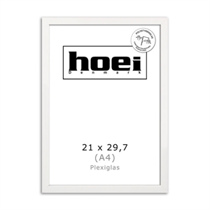 Ramă din lemn alb pentru fotografii și postere 21 x 29,7 cm PLEXI (A4)