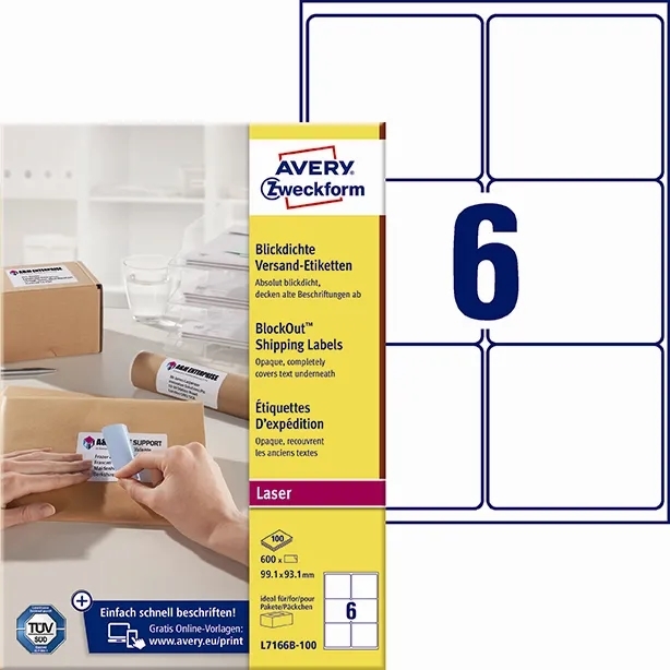 Etichete adrese Avery 99,1 x 93,1 mm BlockOut mm, 600 buc.