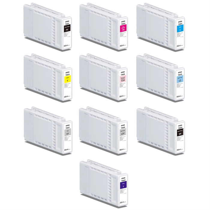 Set complet de cartușe de cerneală de 350 ml pentru Epson SureColor P7300 și P9300