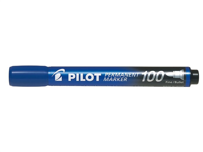 Pilot Marker Permanent 100 albastru rotund