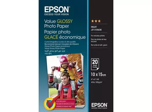 Hârtie foto lucioasă Epson Value 183 g/m2 - 10x15cm - 20 de Foi